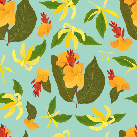 Бесшовный паттерн Цветы тропиков