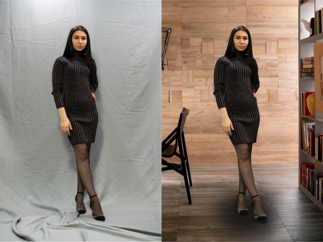 Замена фона, лёгкая ретушь