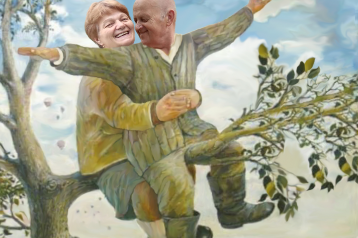 фото-коллаж + ретушь "На дереве"