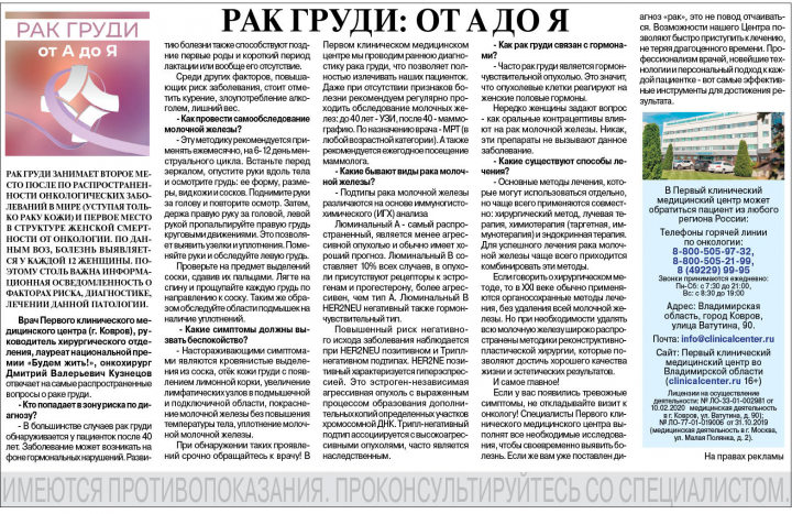 Рак груди: от А до Я. Статья-интервью с врачом-онкологом
