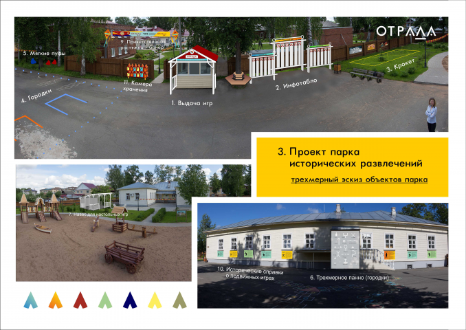 Трехмерный эскиз объектов парка