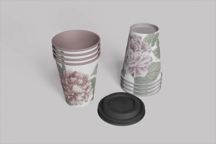 стакан пионы