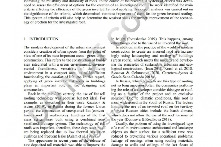 System of criteria and analysis appraisals for green roof