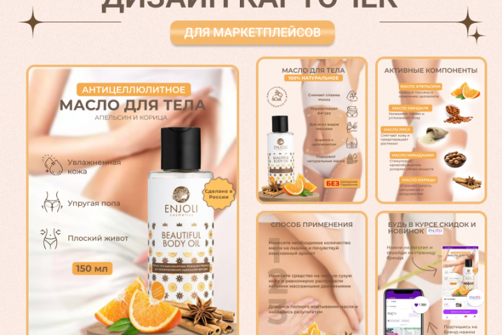 Дизайн карточек для маркетплейсов, инфографика