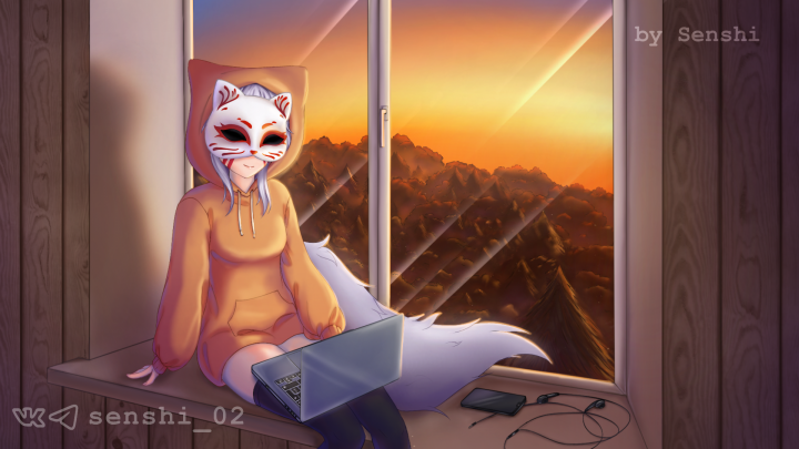 Уютная иллюстрация девушки