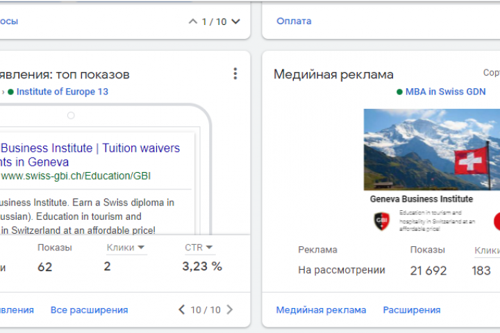 Образование в Швейцарии. Google Ads