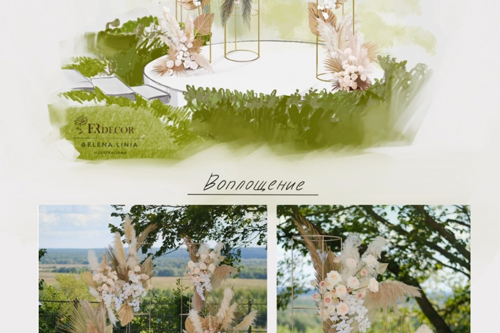 Эскиз для оформления свадебного декора