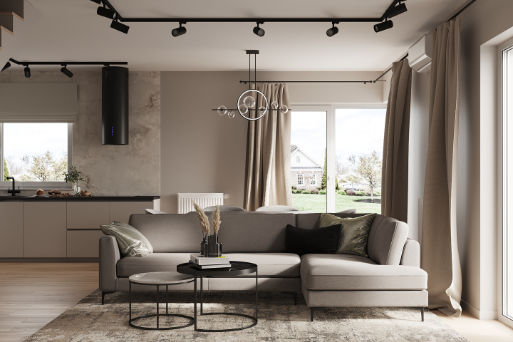 Дизайн кухни-гостиной 33 м2