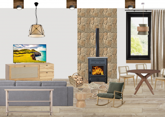 коллаж гостиной загородного дома