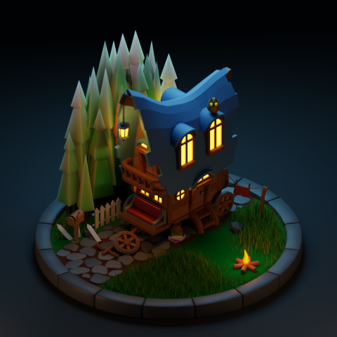 Fantasy Low-Poly carriage