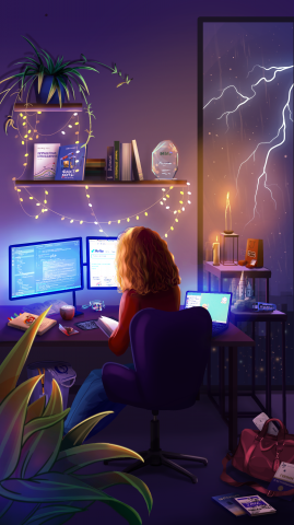 Девушка за столом