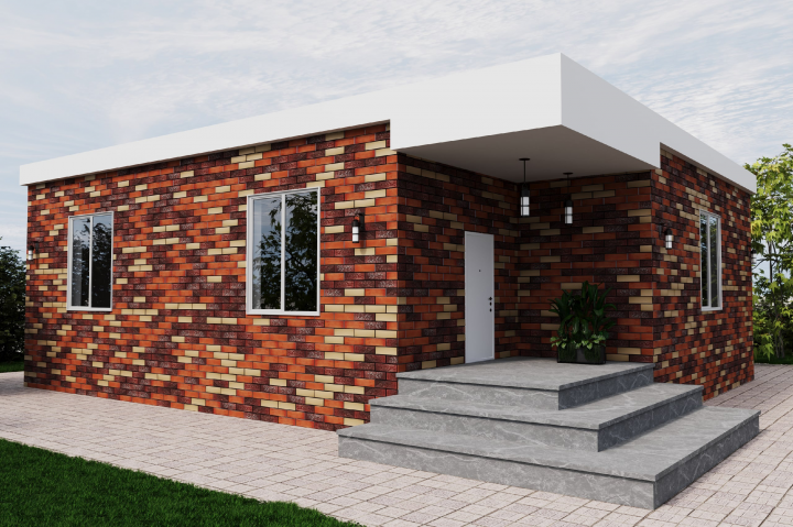 Визуализация дома с облицовкой клинкером