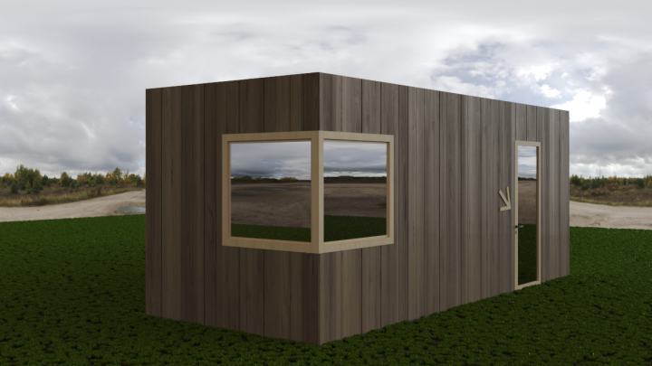 Визуализация бытовки с минимальным экстерьером