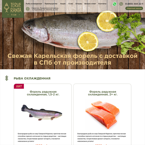 Дизайн лендинга (продажа карельской форели)