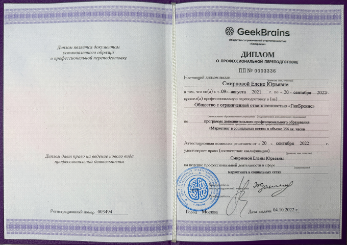 Диплом о профессиональной переподготовке