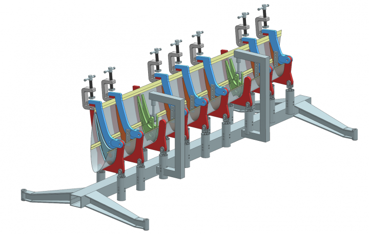 3D Проект стапеля сборки секции предкрылка самолёта