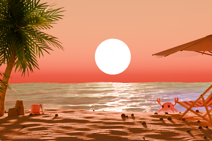 Закатный пляж