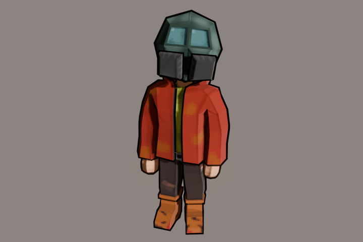 Low-poly человек в противогазе