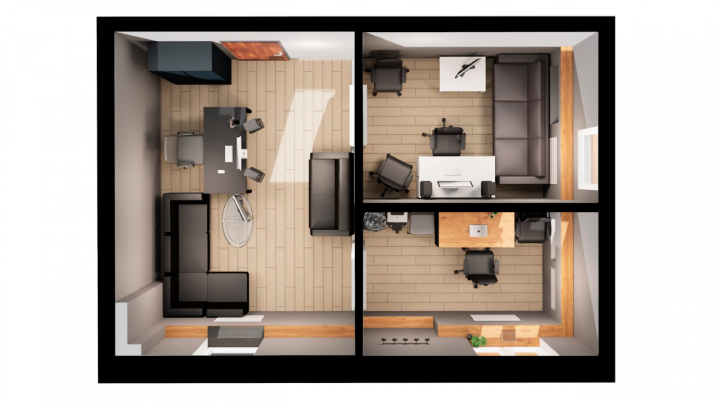 3D-визуализация студии видеомонтажа