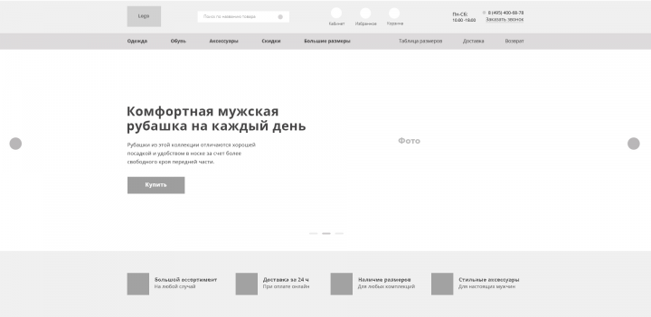 Прототипирование страницы для интернет магазина