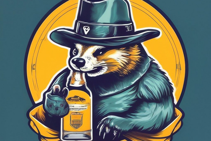 Медоед с бутылкой. Лого.