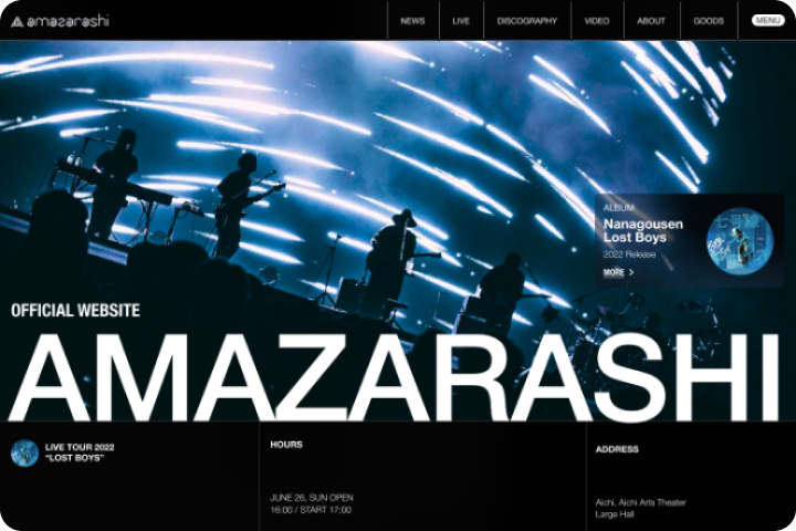 Корпоративный сайт исполнителя AMAZARASHI