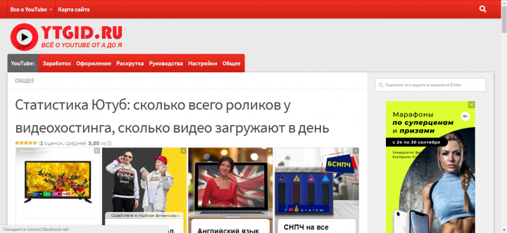 Статистика Ютуб: сколько всего роликов