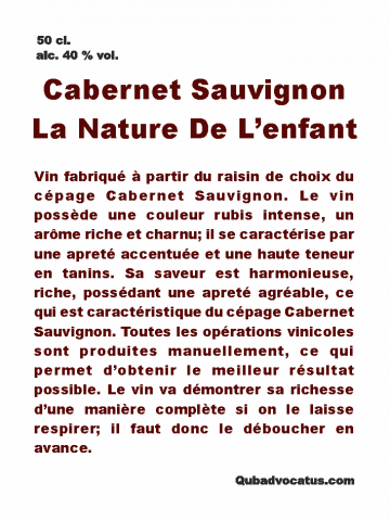 Контр-этикетка на Красное вино