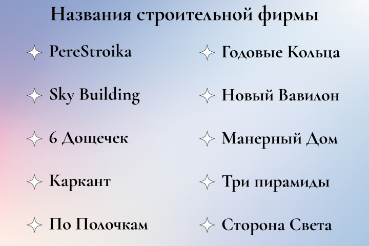 Нейминг строительной фирмы