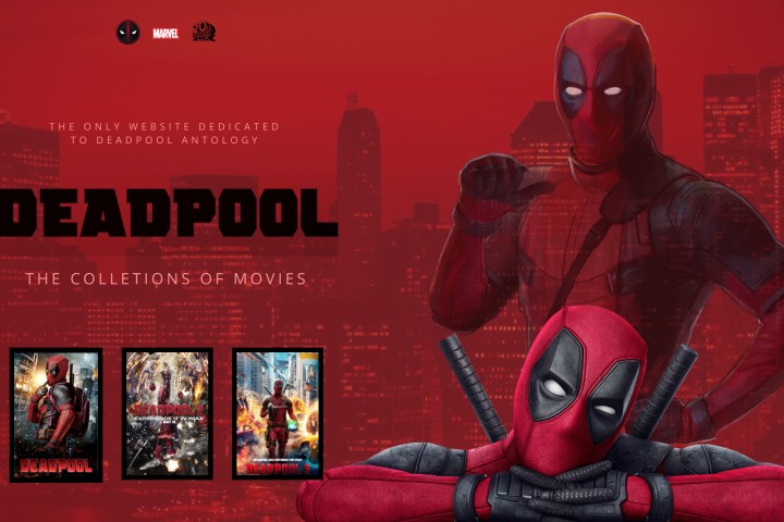 Web - дизайн первого экрана сайта для сборника фильмов Deadpool