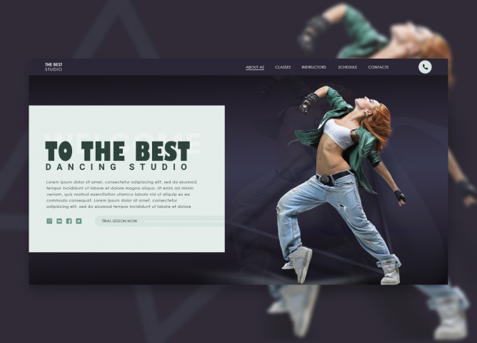 Первый блок для интернет магазина «DANCING STUDIO»
