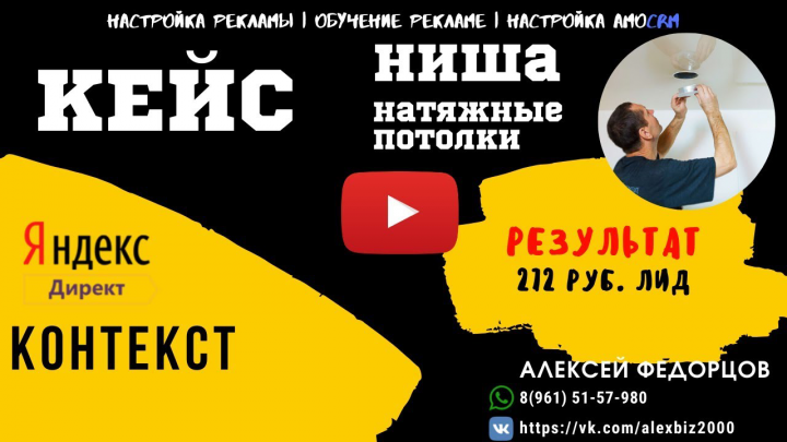 Натяжные потолки | Яндекс директ-квиз |заявка 272 руб