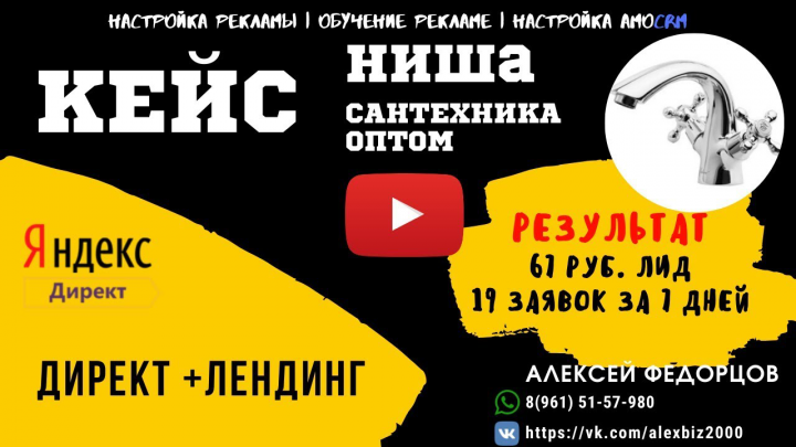 Сантехника оптом настройка Яндекс Директ