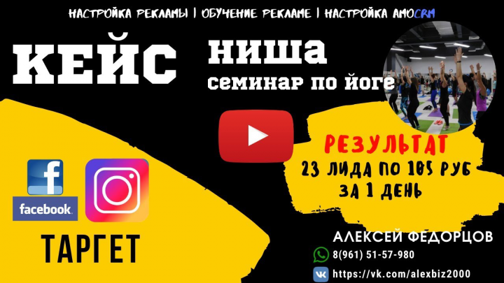 23 лида по 105 руб за день | Ниша оффлайн семинар по йоге
