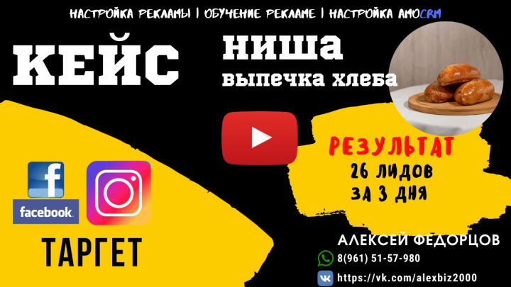 90 руб/лид таргетированная реклама|Производство хлеба
