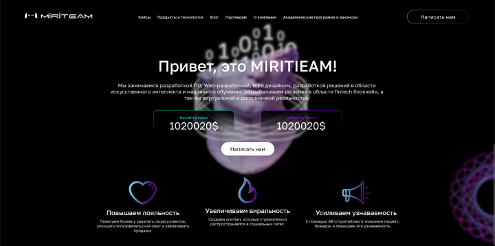 Личный сайт IT компании с различным функционалом