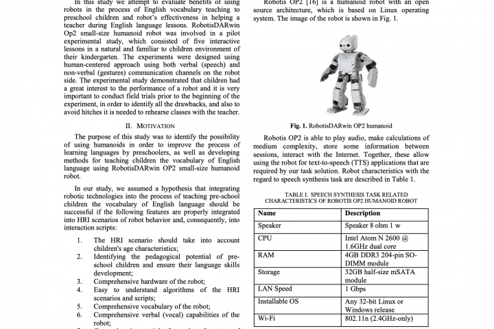Pilot Study of Teaching English Language for Preschool Children