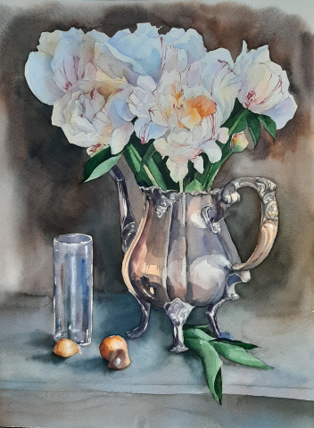 "Peonies" watercolor painting