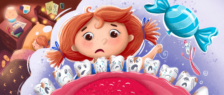 Детская иллюстрация про зубки