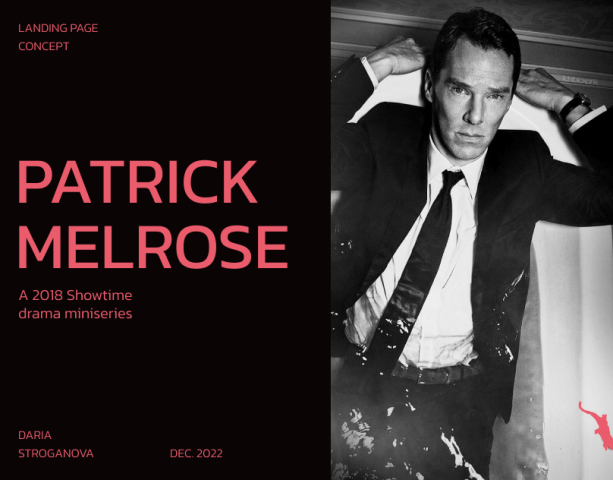 Концепт лендинга для сериала "Патрик Мелроуз"