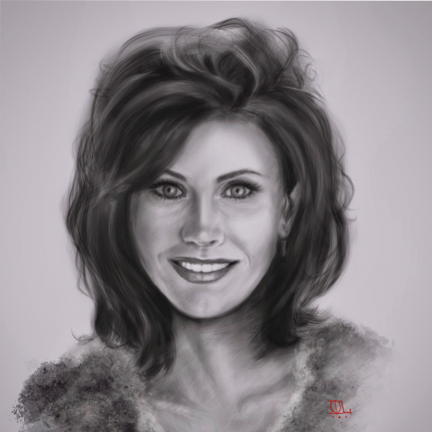 Портрет чёрно-белый в программе Procreate