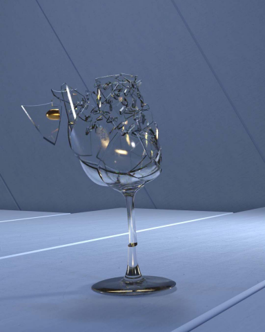 Анимация выстрела пули в бокал