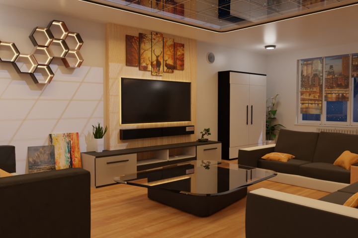 интерьер в ночном виде