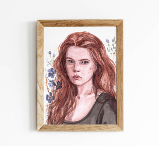 Портрет по фото на заказ в технике акварель