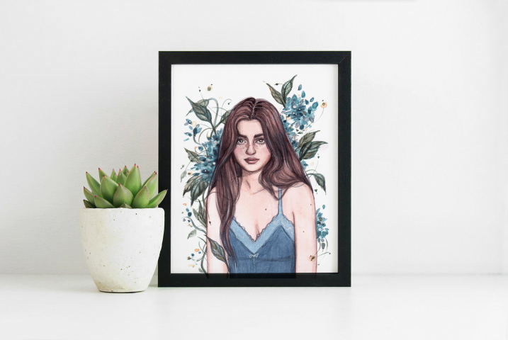 Портрет по фото на заказ в технике акварель