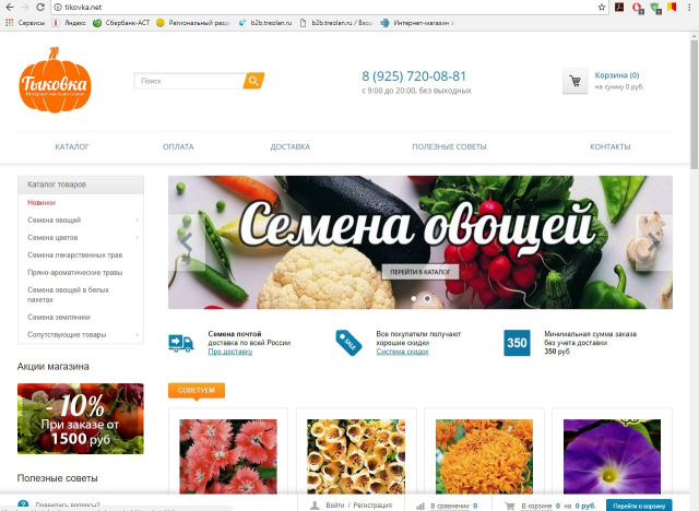 Наполнение сайта