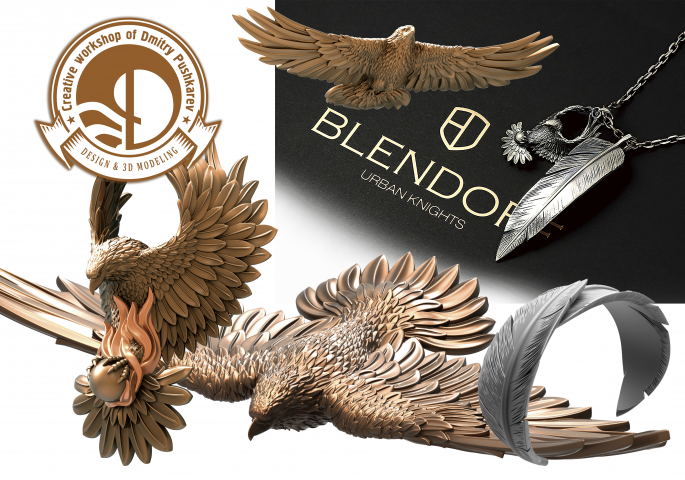 3d моделирование ювелирки на "орлиную" тему