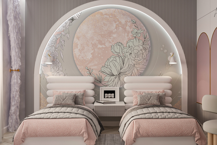 Дизайн детской спальной комнаты для двух девочек