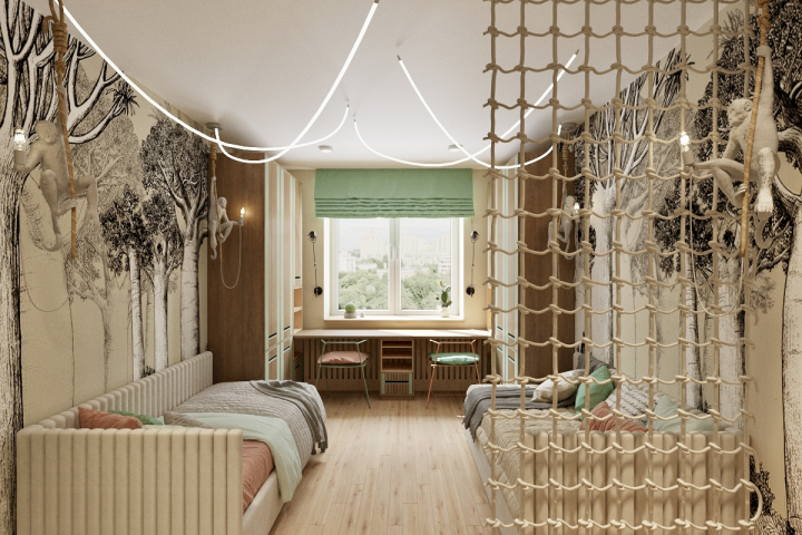 Детская комната для двух мальчиком 21 м.кв