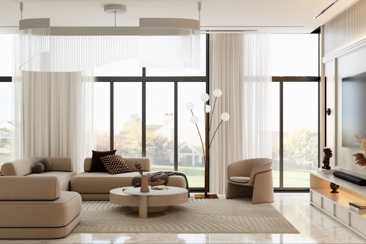 3d визуализация гостиной в Бельгии